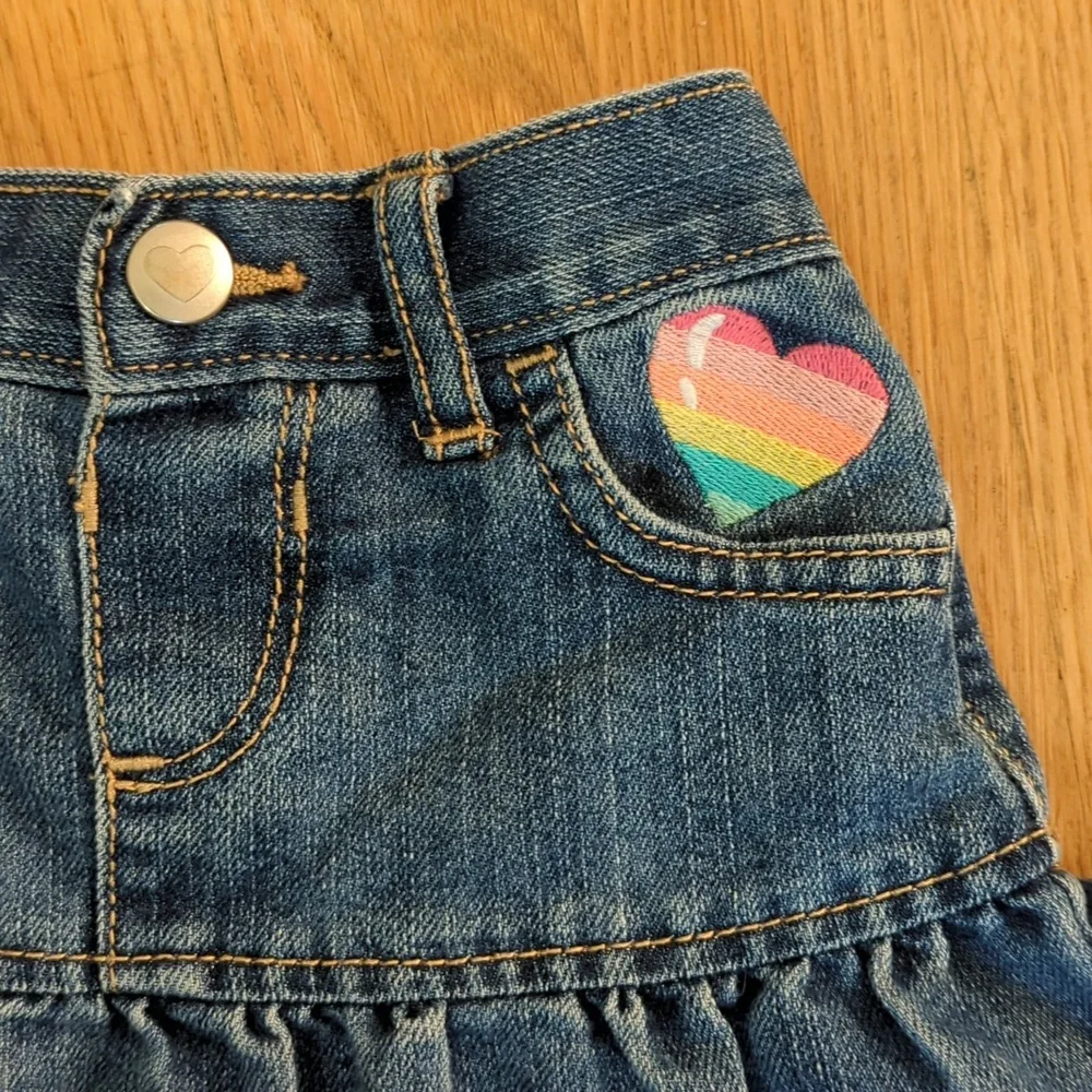 3/$20🌟 Children's Place Denim Skirt & Shorts Embroidered Heart Emoji Patches 2T